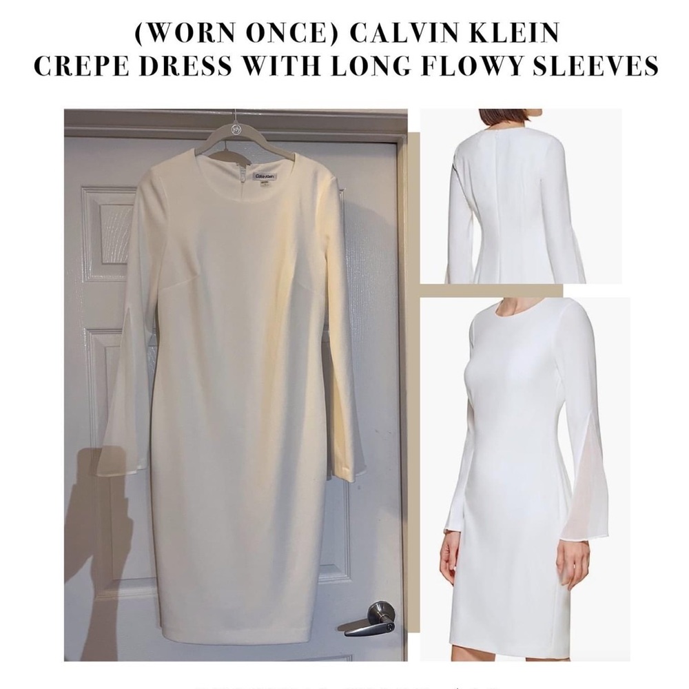 CALVIN KLEIN
CREPE DRESS WITH LONG FLOWY SLEEVES